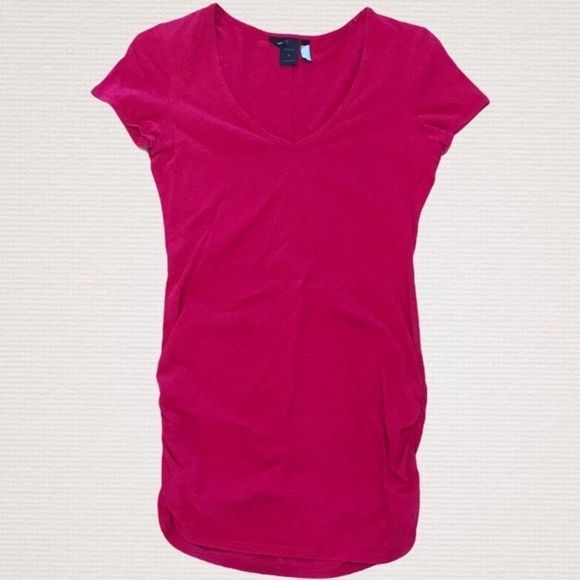 💫4/30 VS MODA INTERNATIONAL V-Neck Ruched Tee - Picture 1 of 6